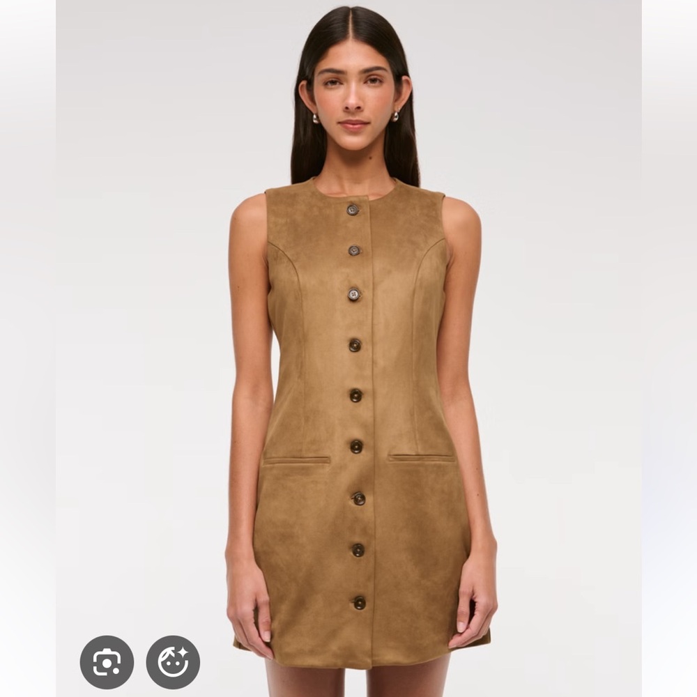 Abercrombie and Fitch the A&F Mara vegan suede mini dress brown NWT